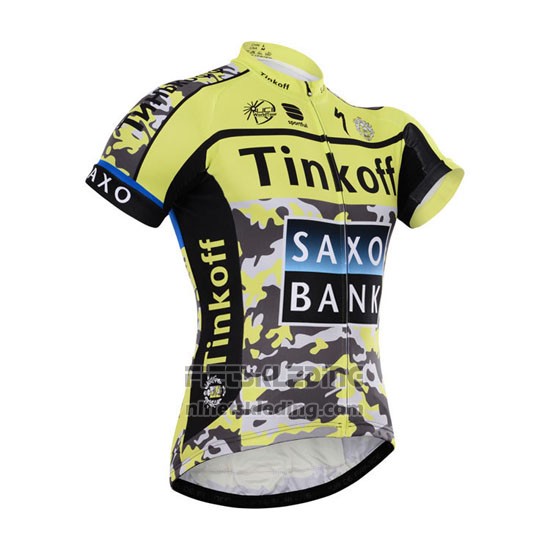 2015 Fietskleding Tinkoff Saxo Bank Zwart en Geel Korte Mouwen en Koersbroek